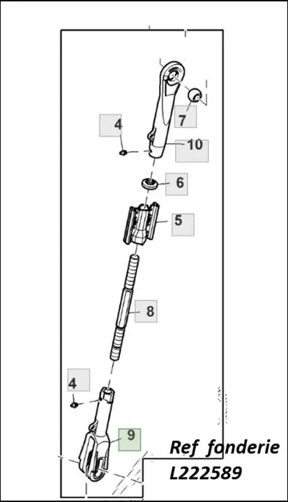 Pièce CHANDELLE(TIRANT)DE RELEVAGE GAUCHE pour JOHN DEERE 6195M
